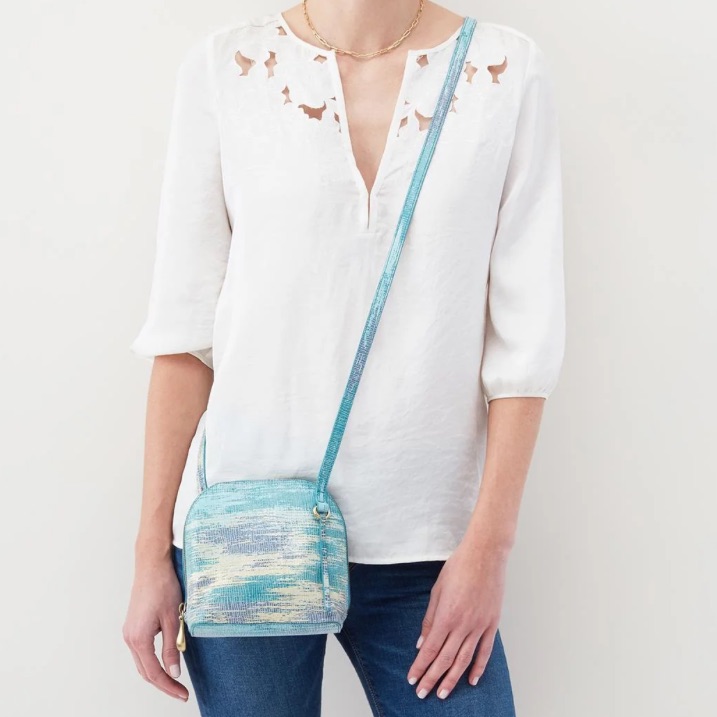 Hobo- Nash Cracked Glass Leather Moody Blues Crossbody Boho Festival Tie Dye